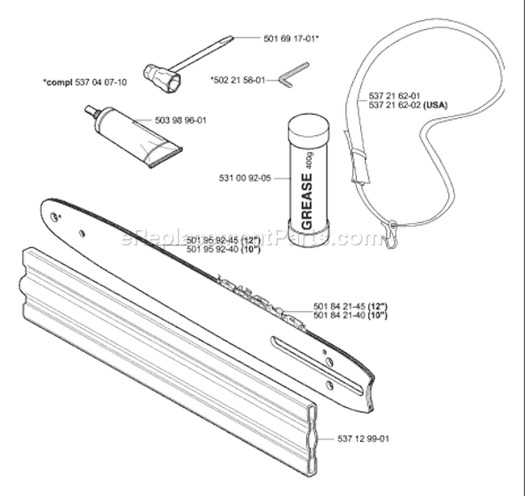 Page A Diagram and Parts List for 326 P5 X-Series 2006-07 Husqvarna Pole Saw