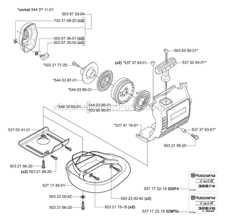 Page K Diagram and Parts List for 326 P5 X-Series 2006-07 Husqvarna Pole Saw