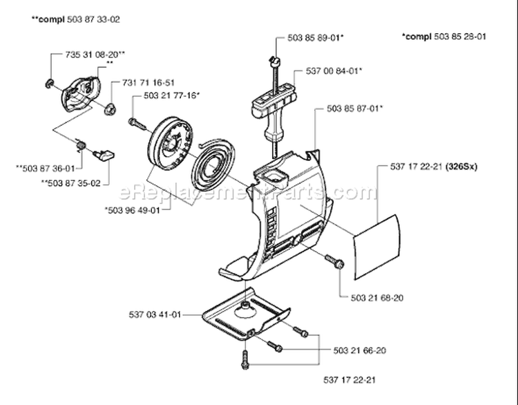 Page K Diagram and Parts List for 326SX 326 SX 2002-10 Husqvarna Sweeper