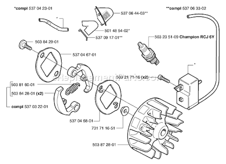 Page H Diagram and Parts List for 326SX 326 SX 2002-10 Husqvarna Sweeper