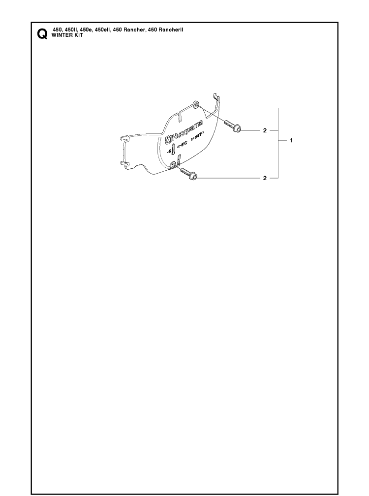 Winter Kit Diagram and Parts List for 450 450II-450E-450EII-450 RANCHER-450 RANCHERII Husqvarna Chainsaw