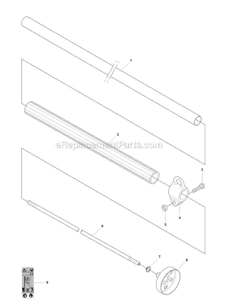 Shaft 1 Diagram and Parts List for 327P4 2012-10 Husqvarna Pole Saw