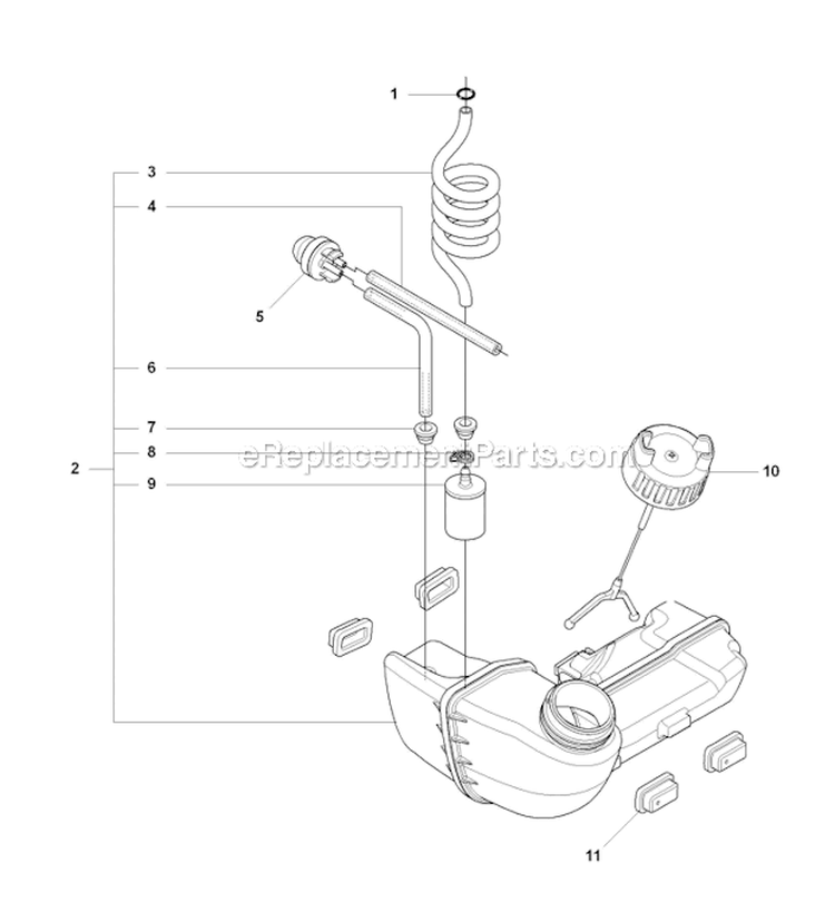 Fuel Tank Diagram and Parts List for 327P4 2012-10 Husqvarna Pole Saw