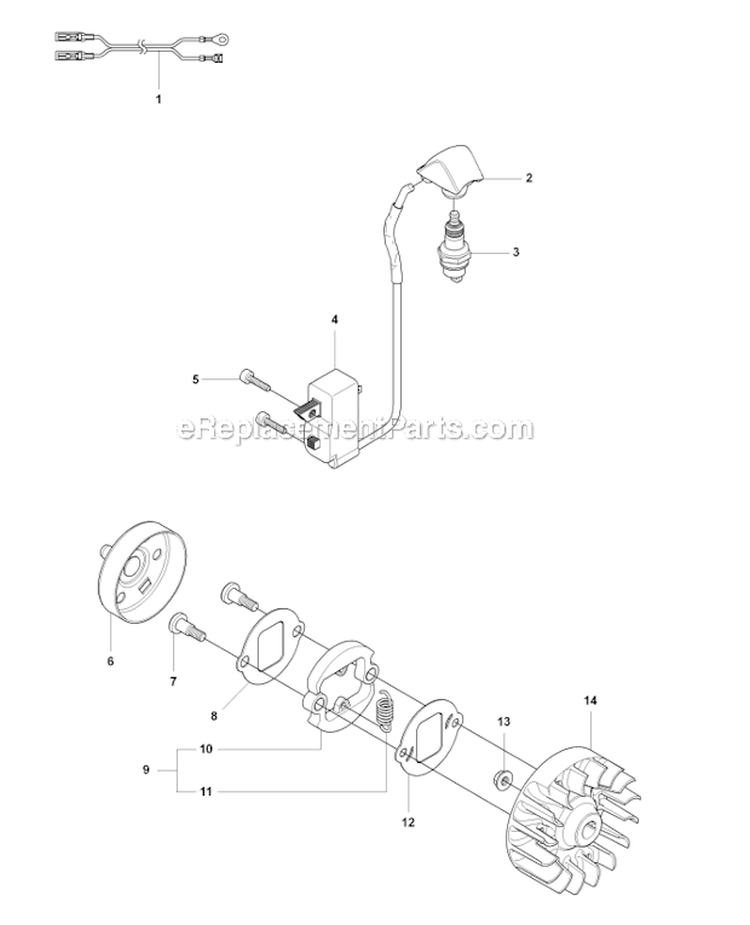 Ignition System Diagram and Parts List for 327P4 2012-10 Husqvarna Pole Saw