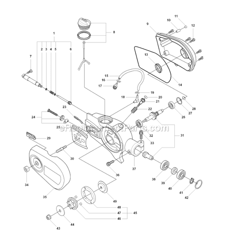 Saw Head Diagram and Parts List for 327P4 2012-10 Husqvarna Pole Saw