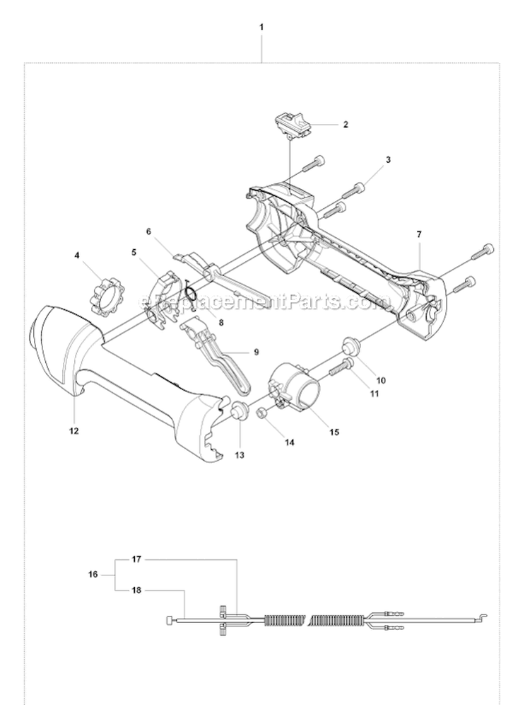 Throttle Controls Diagram and Parts List for 327P4 2012-10 Husqvarna Pole Saw