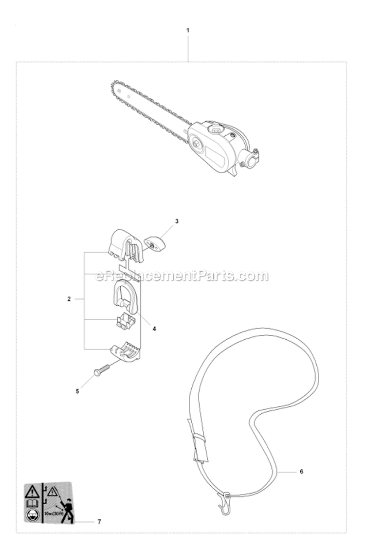 Saw Attachment Diagram and Parts List for 327P4 2012-10 Husqvarna Pole Saw