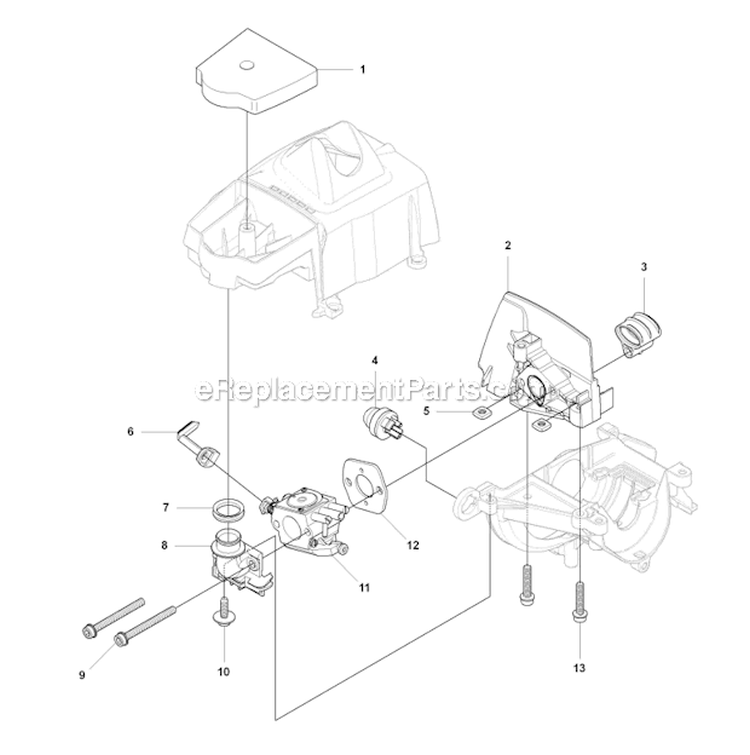Carburetor And Air Filter Diagram and Parts List for 327P4 2012-10 Husqvarna Pole Saw