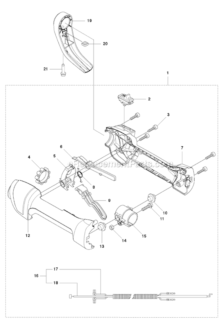 Throttle Controls Diagram and Parts List for 327PT5S 2011-06 Husqvarna Pole Saw