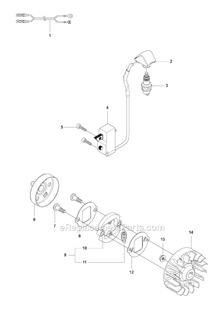 Ignition System  Clutch Diagram and Parts List for 327PT5S 2011-06 Husqvarna Pole Saw