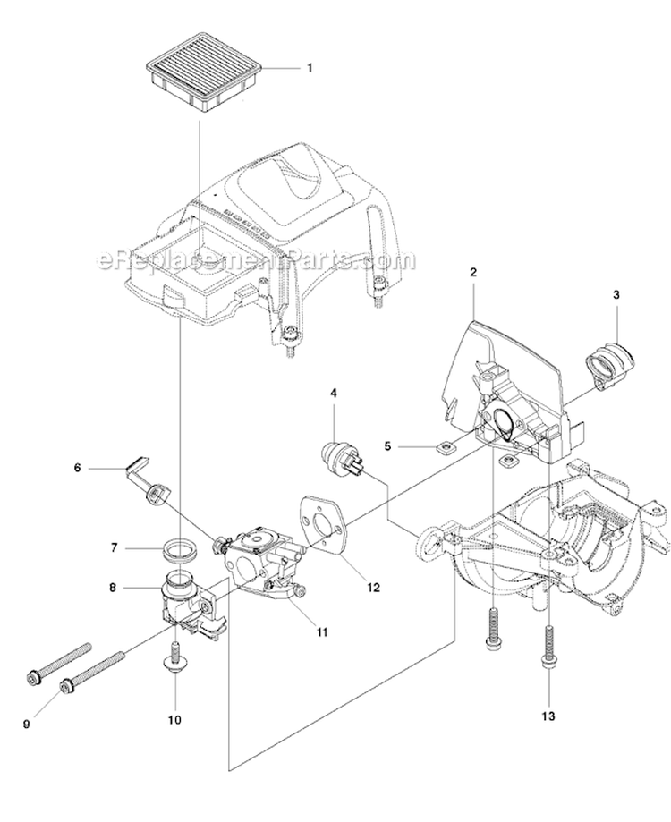 Intake Diagram and Parts List for 327PT5S 2011-06 Husqvarna Pole Saw