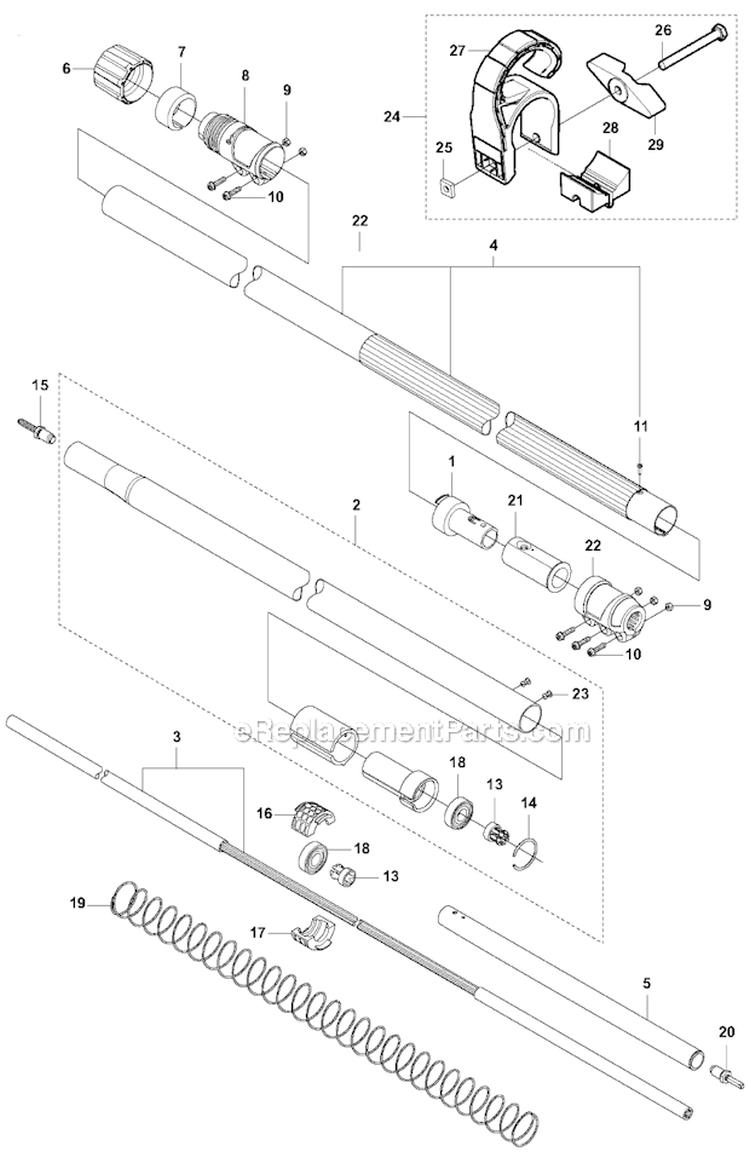 Telescope Pole Diagram and Parts List for 327PT5S 2012-01 Husqvarna Pole Saw