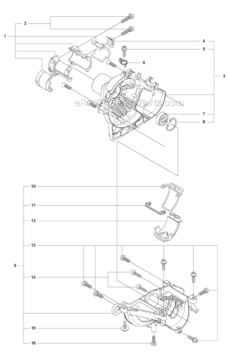 Clutch Cover  Crank Case Diagram and Parts List for 327PT5S 2012-01 Husqvarna Pole Saw