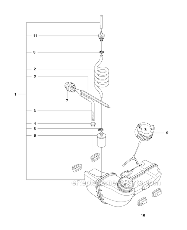 Fuel Tank Diagram and Parts List for 327PT5S 2012-01 Husqvarna Pole Saw
