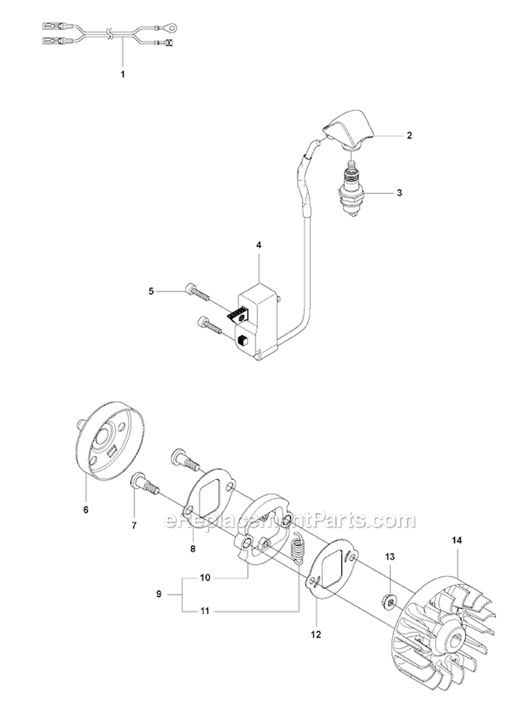 Ignition System  Clutch Diagram and Parts List for 327PT5S 2012-01 Husqvarna Pole Saw