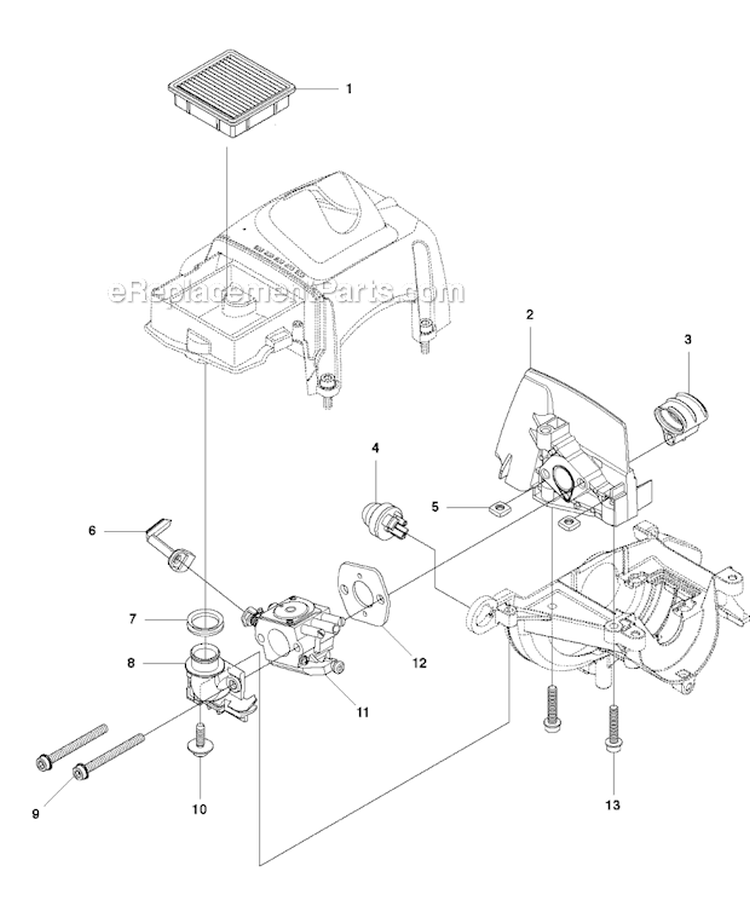 Intake Diagram and Parts List for 327PT5S 2012-01 Husqvarna Pole Saw