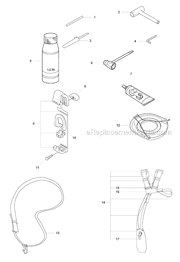 Accessories 1 Diagram and Parts List for 327RDX 2008-03 Husqvarna Brush Cutter