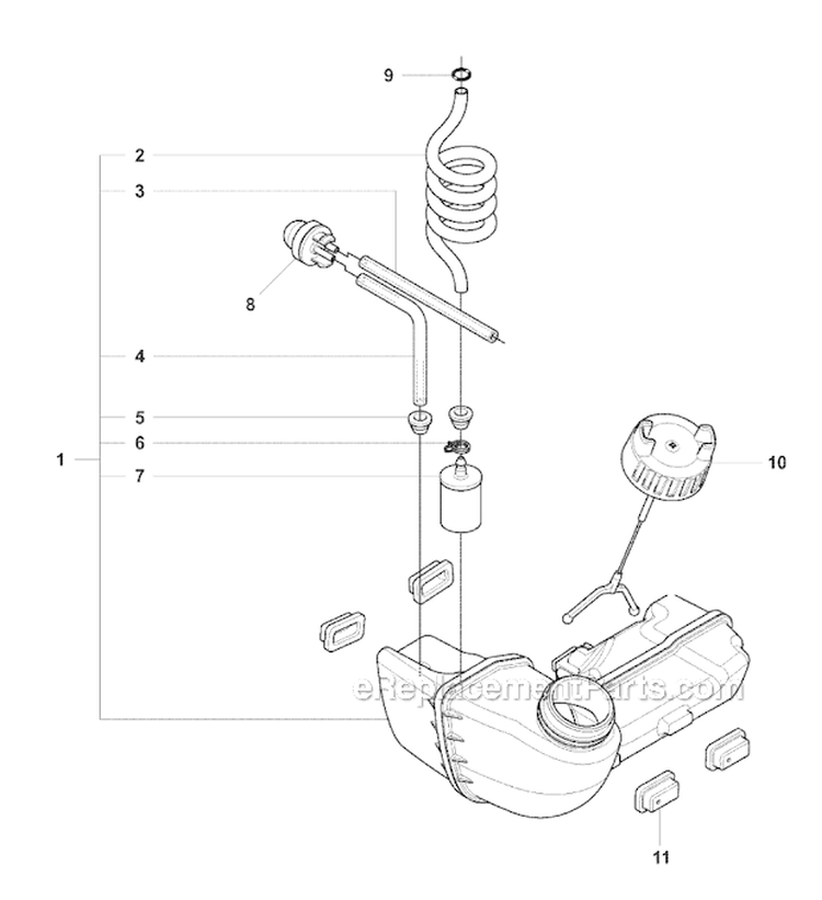 Fuel Tank Diagram and Parts List for 327RDX 2008-03 Husqvarna Brush Cutter
