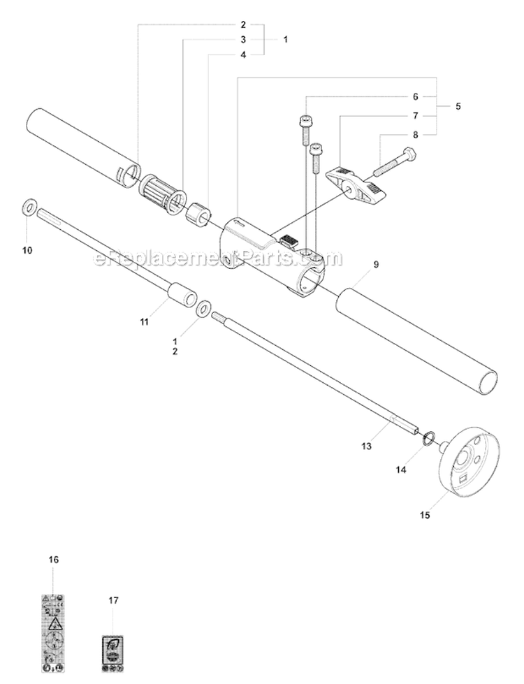 Shaft Diagram and Parts List for 327RDX 2008-03 Husqvarna Brush Cutter