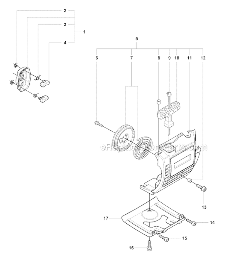 Starter 1 Diagram and Parts List for 327RDX 2008-03 Husqvarna Brush Cutter