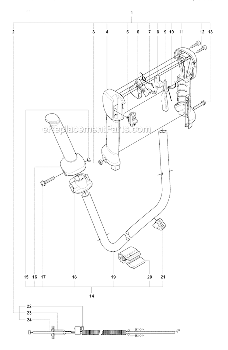 Throttle Contorls Diagram and Parts List for 327RDX 2008-03 Husqvarna Brush Cutter