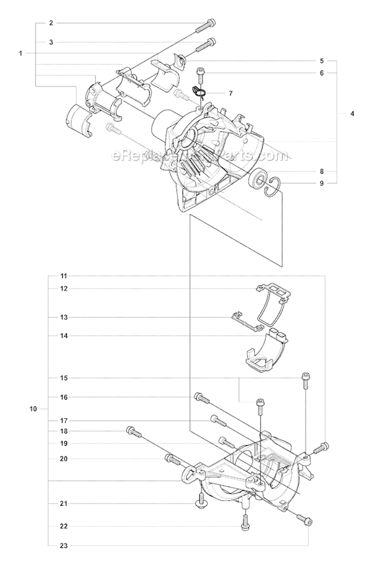 Crankcase Diagram and Parts List for 327RDX 2008-03 Husqvarna Brush Cutter