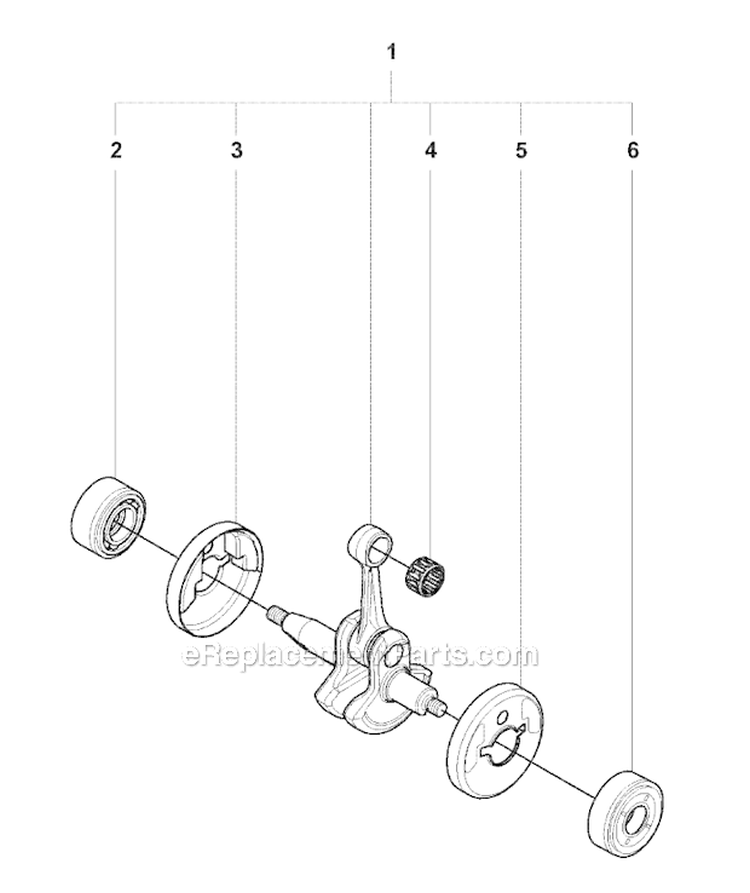 Crankshaft Diagram and Parts List for 327RDX 2008-03 Husqvarna Brush Cutter