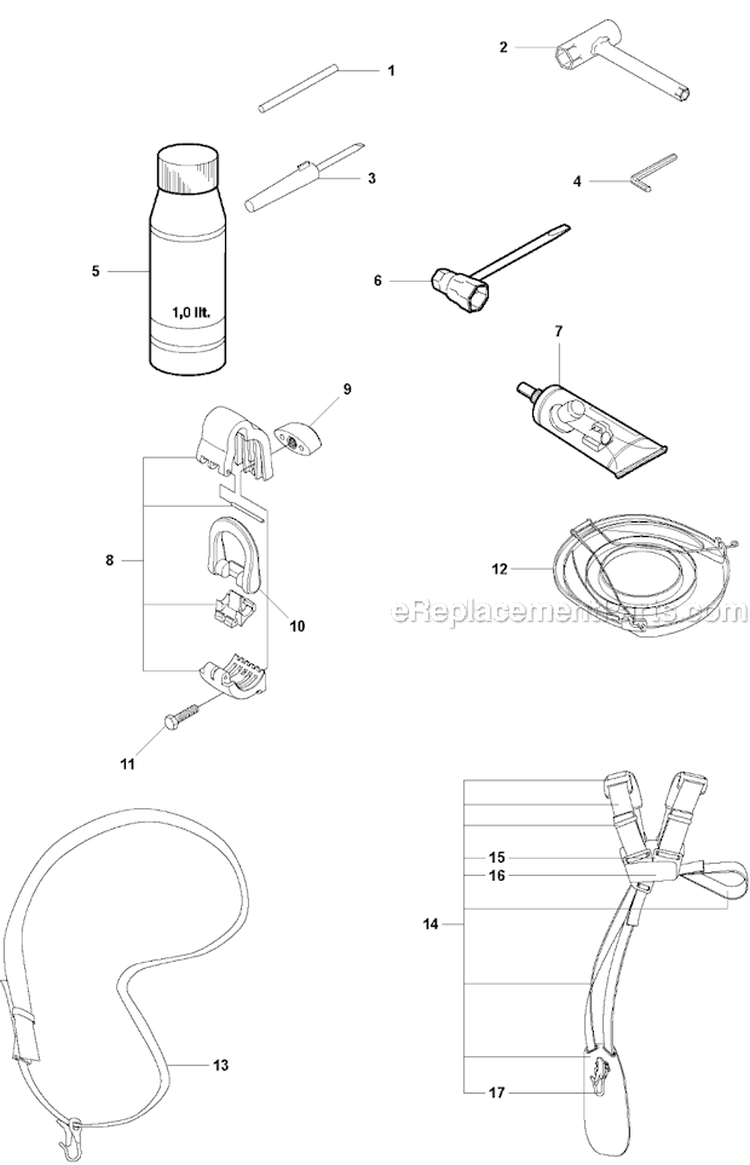 Accessories 1 Diagram and Parts List for 327RDX 2012-01 Husqvarna Brush Cutter
