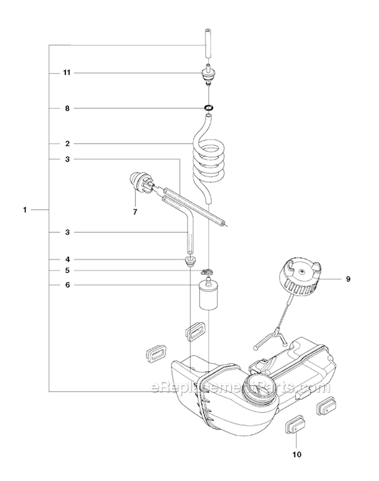 Fuel Tank Diagram and Parts List for 327RDX 2012-01 Husqvarna Brush Cutter