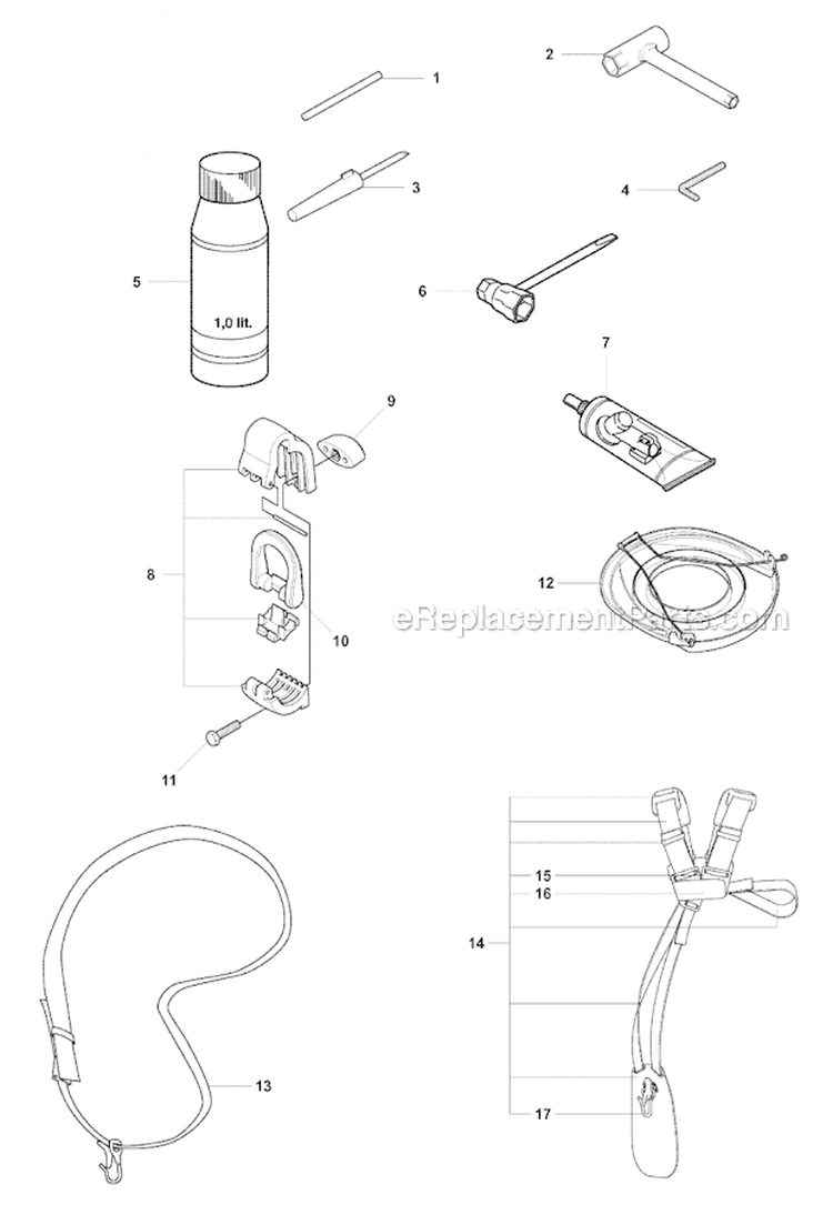 Accessories 1 Diagram and Parts List for 327RJX 2008-03 Husqvarna Brush Cutter