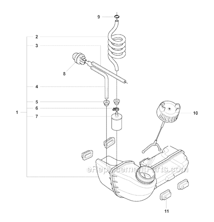 Fuel Tank Diagram and Parts List for 327RJX 2008-03 Husqvarna Brush Cutter