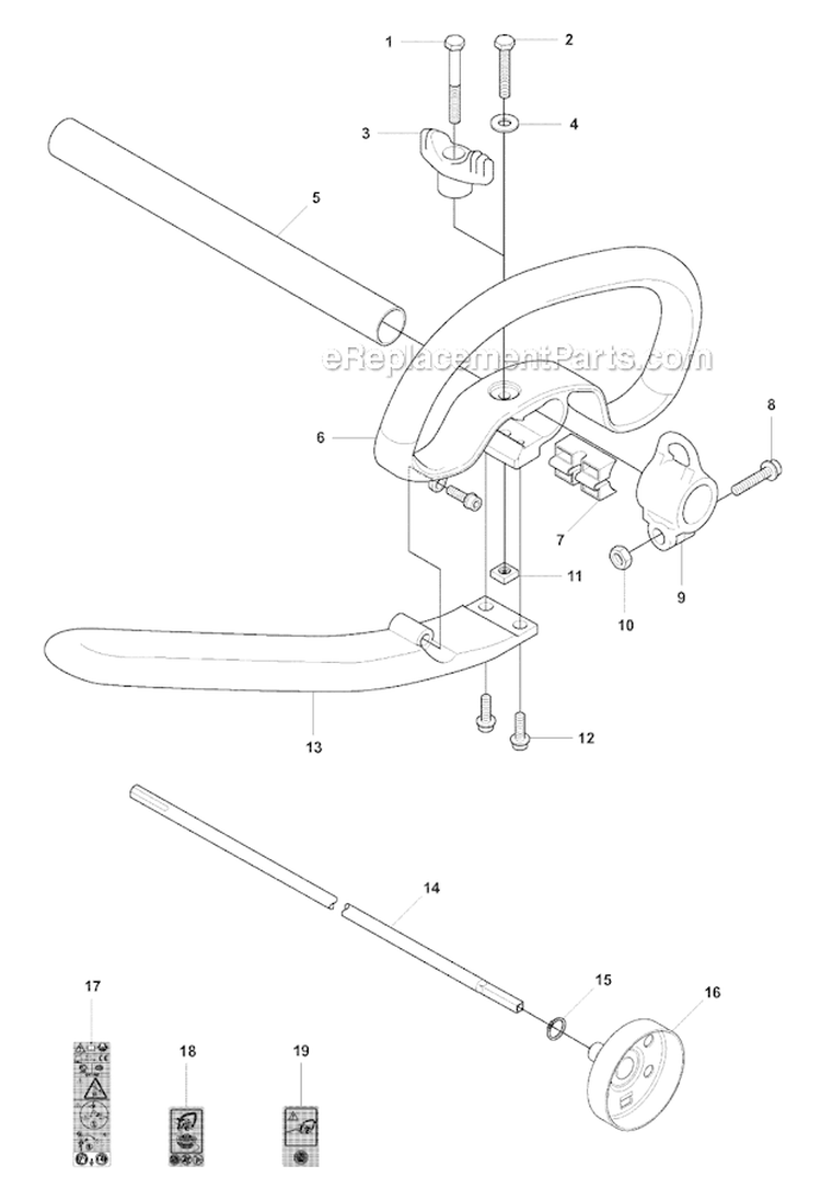 Shaft  Handle Diagram and Parts List for 327RJX 2008-03 Husqvarna Brush Cutter