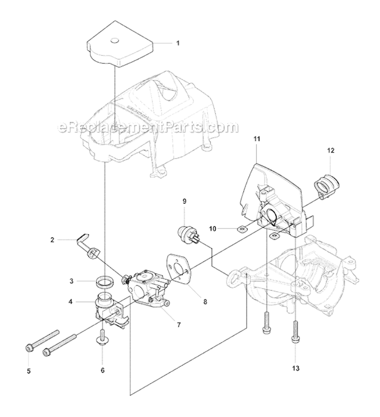 Carburetor  Air Filter Diagram and Parts List for 327RJX 2008-03 Husqvarna Brush Cutter