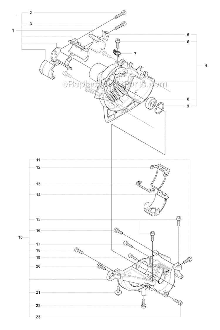 Crankcase Diagram and Parts List for 327RJX 2008-03 Husqvarna Brush Cutter