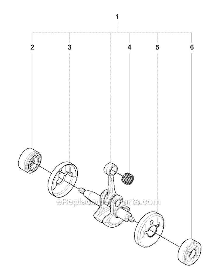 Crankshaft Diagram and Parts List for 327RJX 2008-03 Husqvarna Brush Cutter