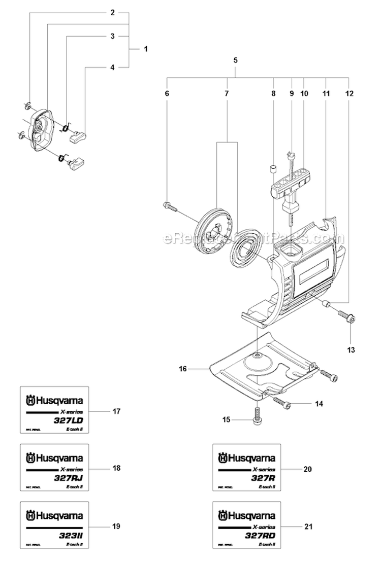 Starter 2 Diagram and Parts List for 327RJX 2009-10 Husqvarna Brush Cutter