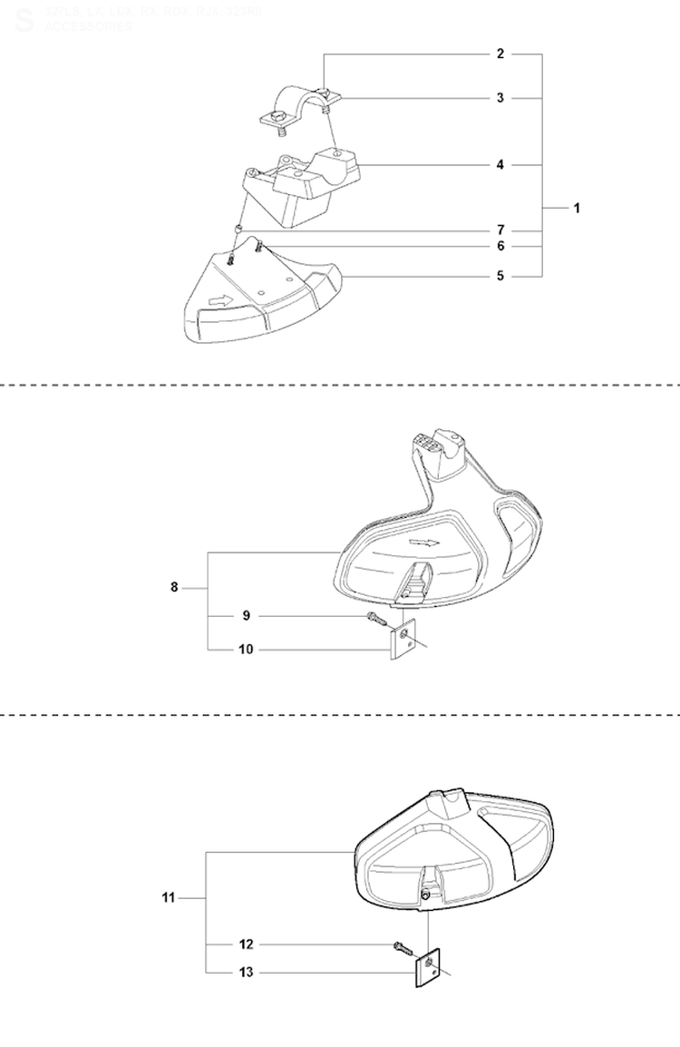 Accessories 2 Diagram and Parts List for 327RJX 2009-10 Husqvarna Brush Cutter