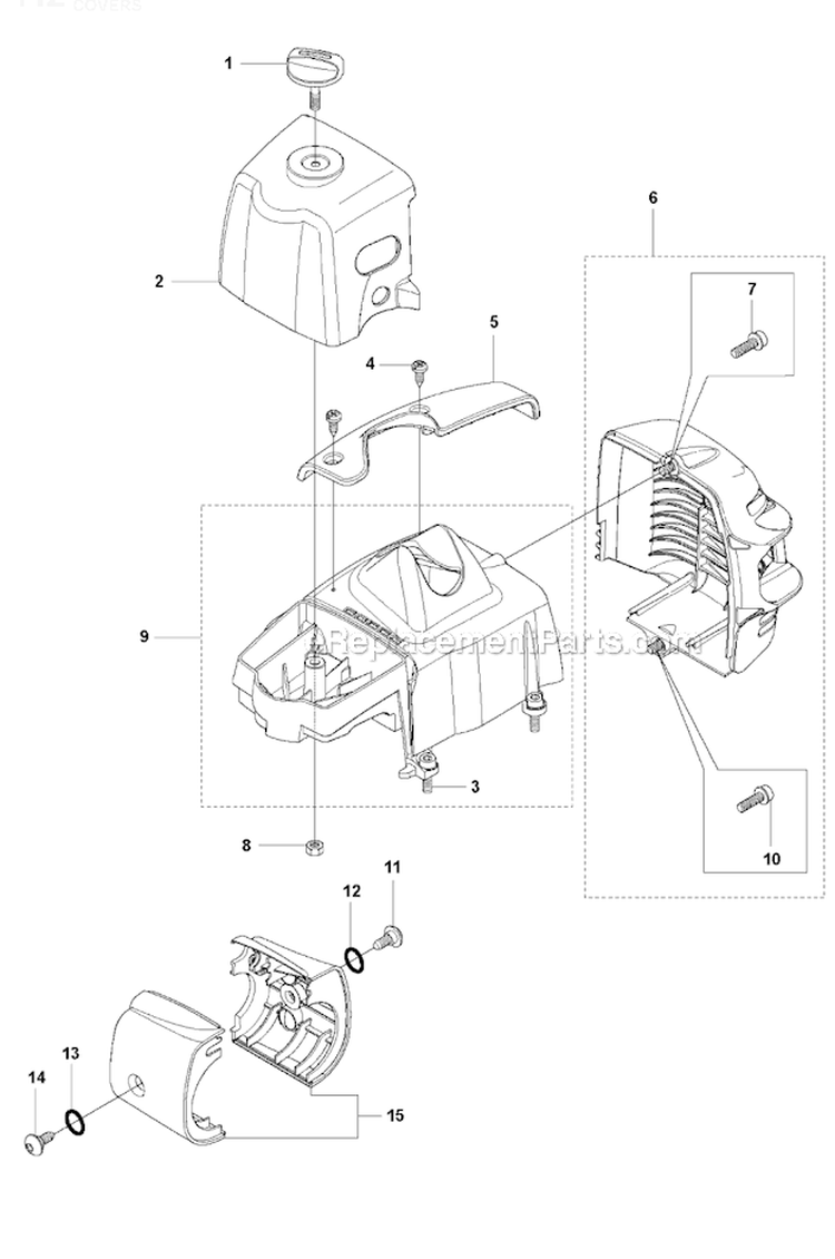 Cover 2 Diagram and Parts List for 327RJX 2009-10 Husqvarna Brush Cutter