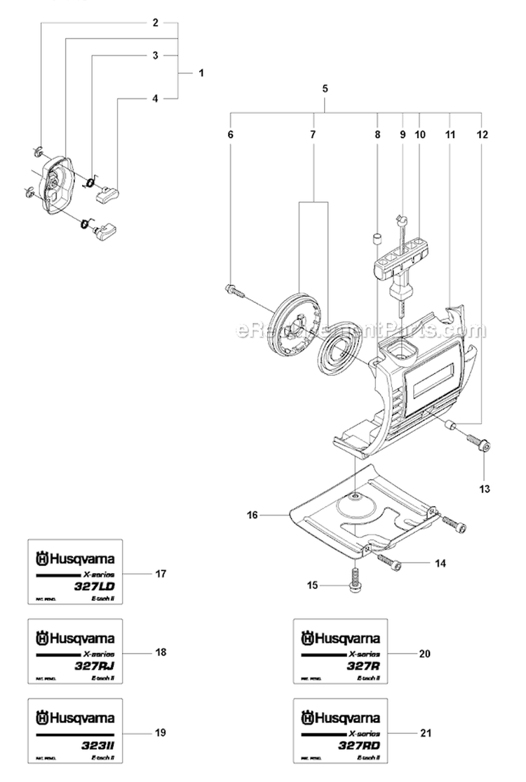 Starter 2 Diagram and Parts List for 327RJX 2012-01 Husqvarna Brush Cutter