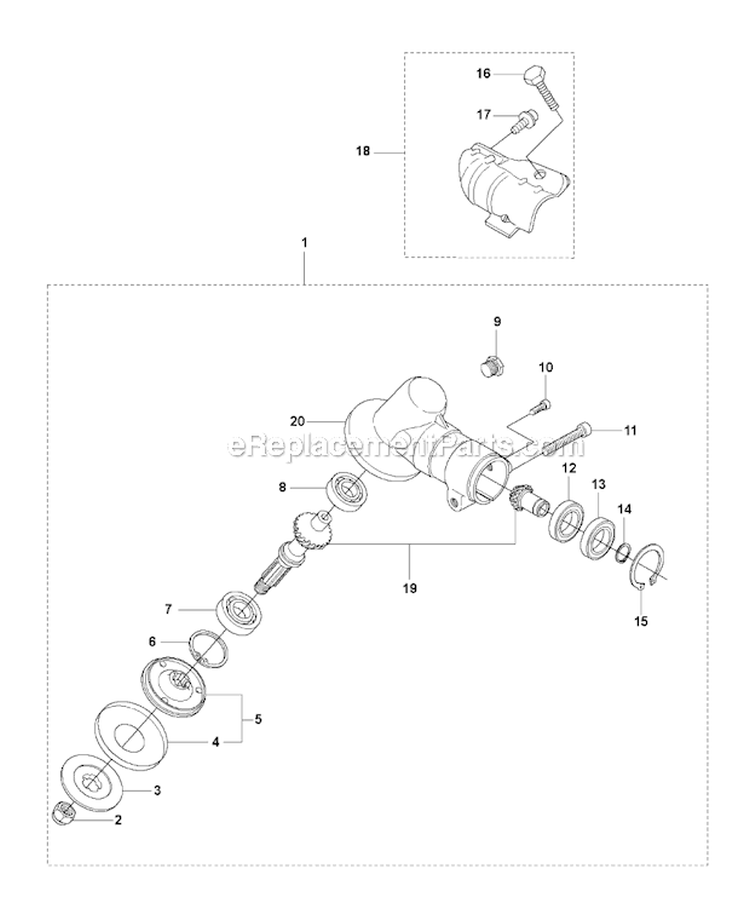 Bevel Gear Diagram and Parts List for 327RJX 2012-01 Husqvarna Brush Cutter