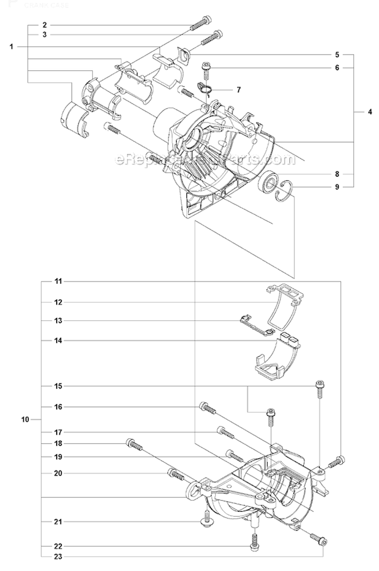 Crankcase Diagram and Parts List for 327RJX 2012-01 Husqvarna Brush Cutter