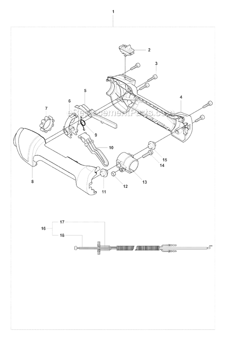 Handle  Controls Diagram and Parts List for 327RX 2008-03 Husqvarna Brush Cutter