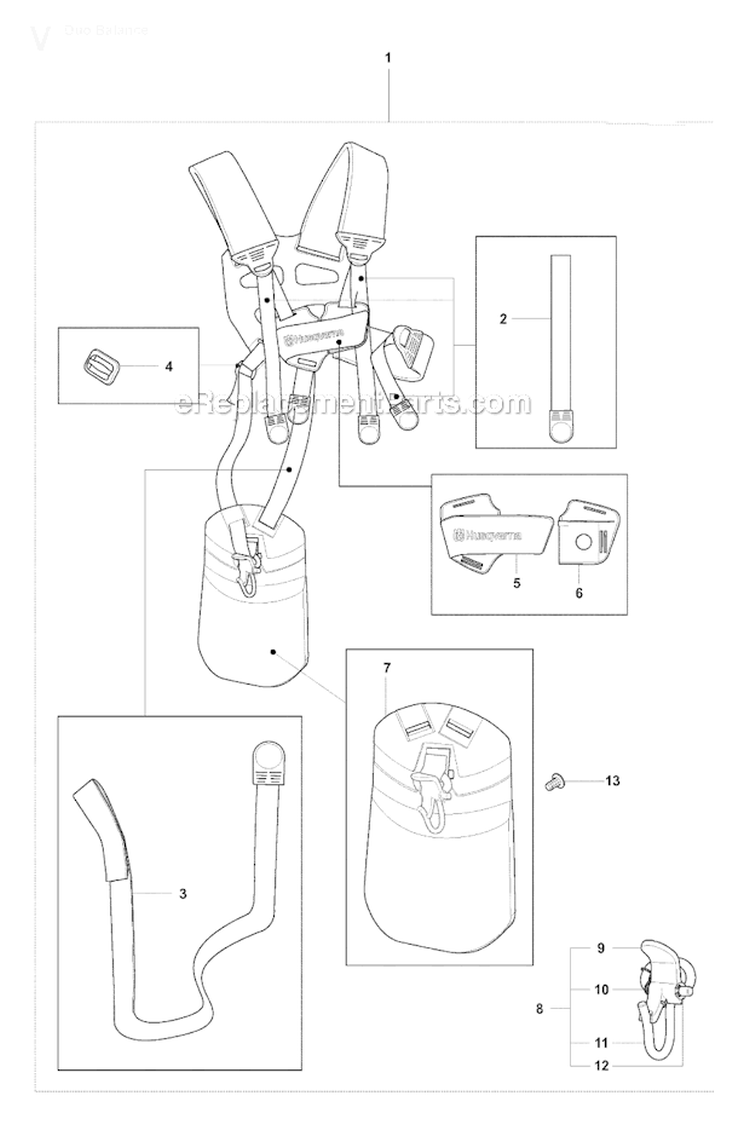 Harness Diagram and Parts List for 327RX 2008-03 Husqvarna Brush Cutter