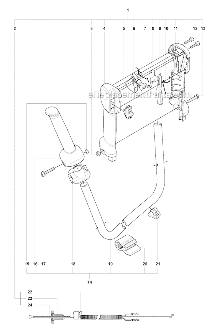 Throttle Controls Diagram and Parts List for 327RX 2008-03 Husqvarna Brush Cutter