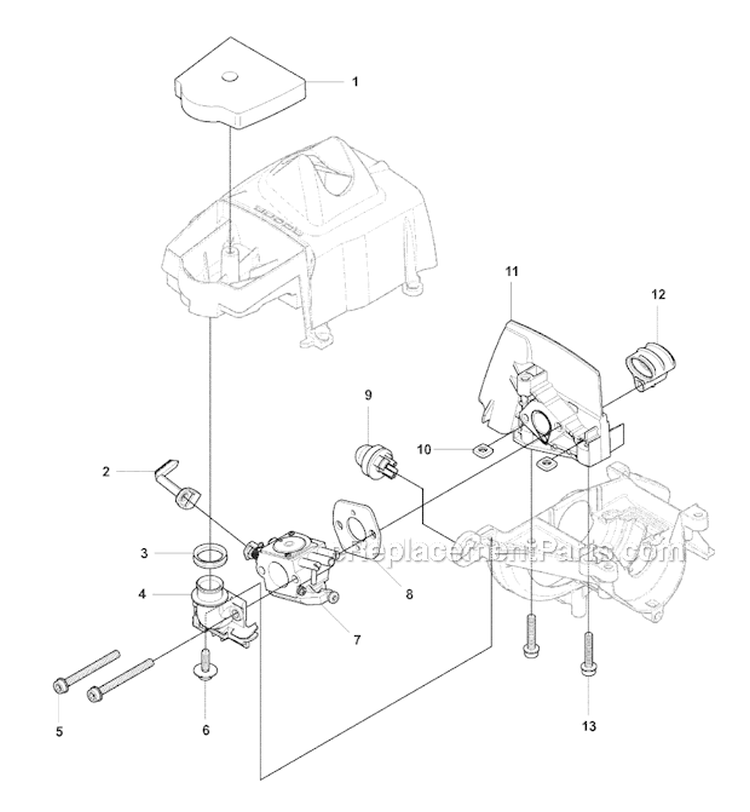 Carburetor  Air Filter Diagram and Parts List for 327RX 2008-03 Husqvarna Brush Cutter