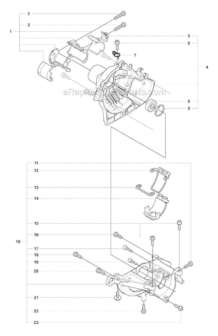 Crankscase Diagram and Parts List for 327RX 2008-03 Husqvarna Brush Cutter