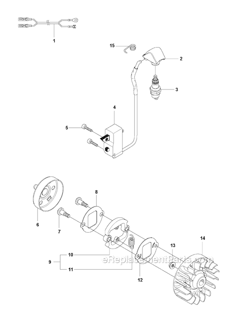 Ignition System  Clutch Diagram and Parts List for 327RX 2009-10 Husqvarna Brush Cutter
