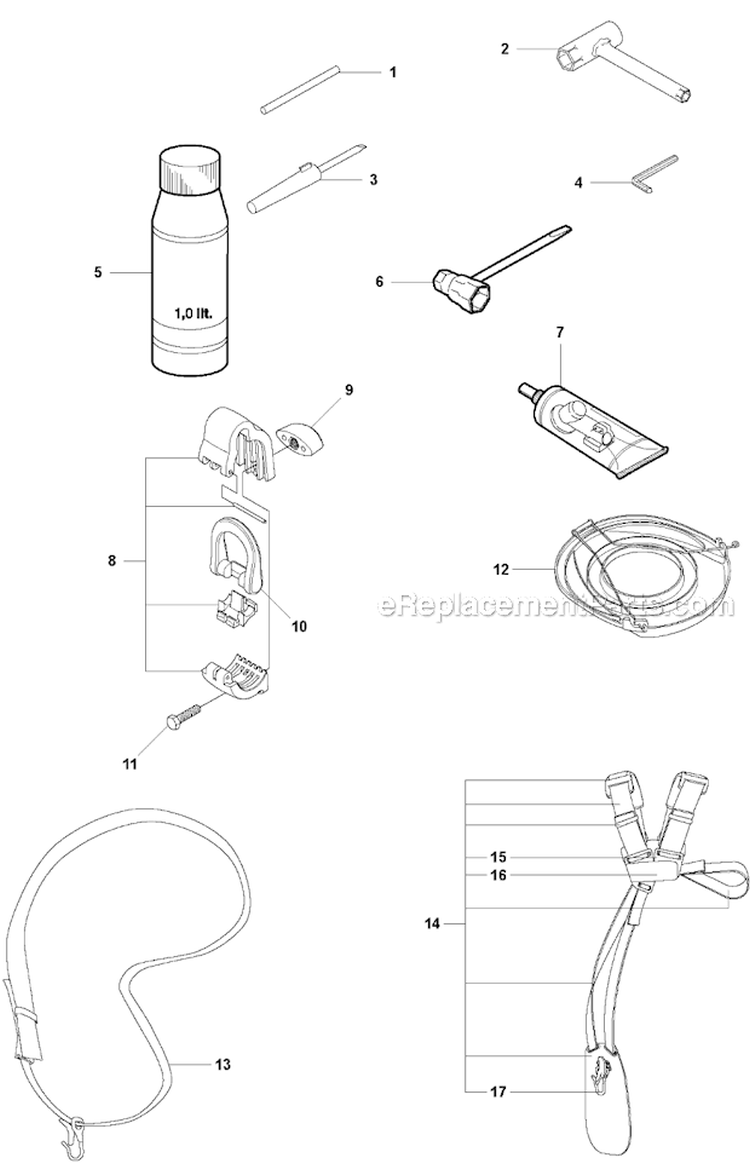 Accessories 1 Diagram and Parts List for 327RX 2012-01 Husqvarna Brush Cutter