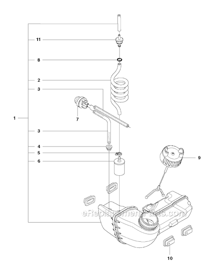Fuel Tank Diagram and Parts List for 327RX 2012-01 Husqvarna Brush Cutter