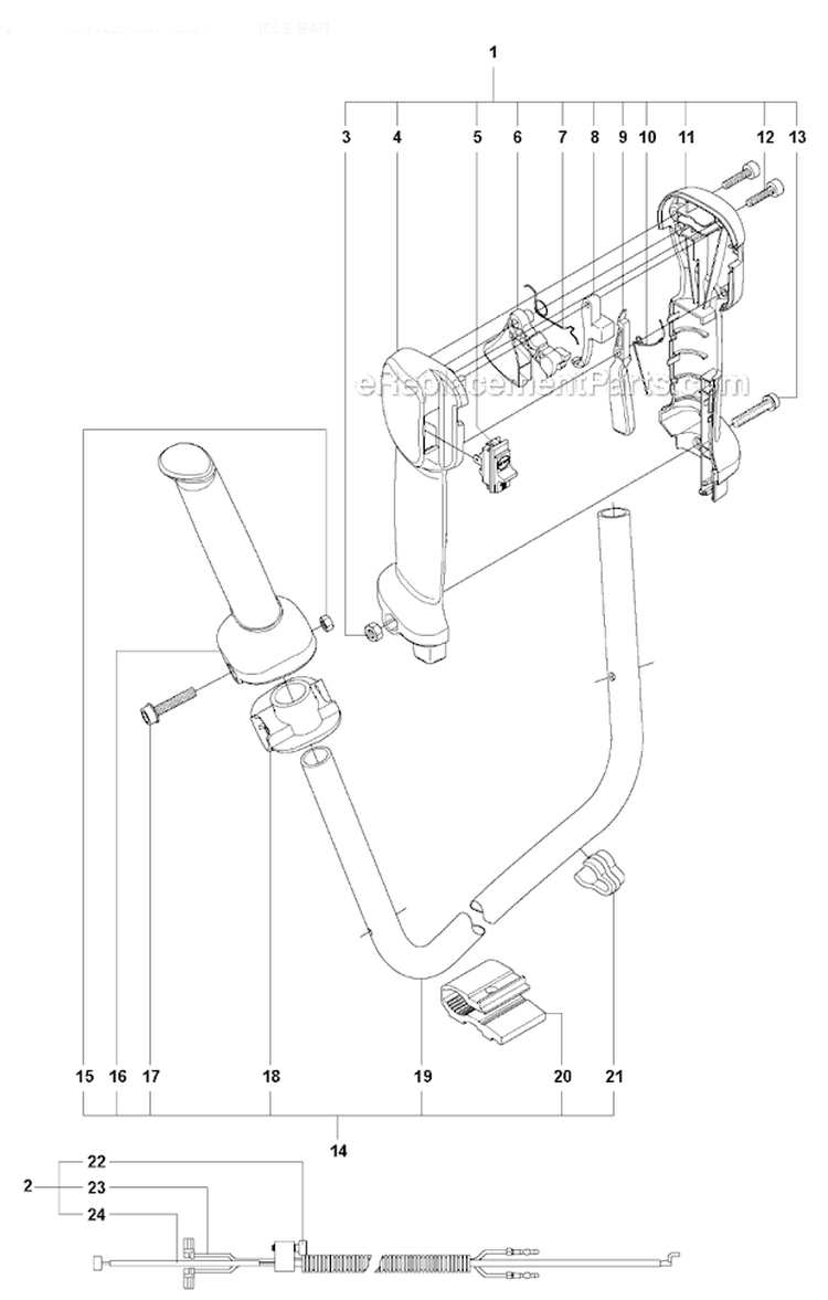 Handle  Controls Diagram and Parts List for 327RX 2012-01 Husqvarna Brush Cutter